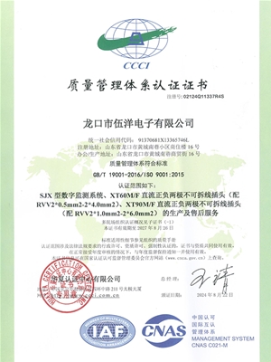 ISO:9001:2015质量管理体系认证证书